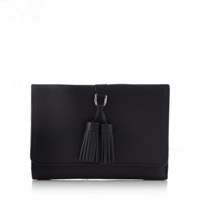 Black tassel detail leather purse